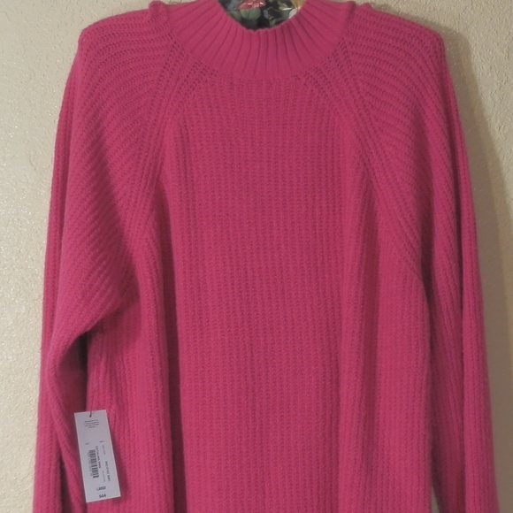 a.n.a  Sweater Pullover Pink NWT V-Neck High Low Long Sleeve Stretch SOFT - Picture 6 of 8